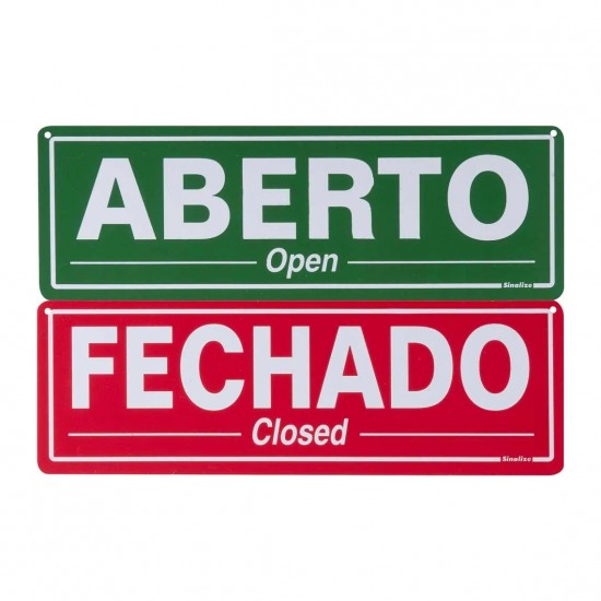 PLACA 10X30 ABERTO FECHADO PORTUG INGLES POLIEST PC 1
