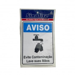 PLACA 15X20 AVISO EVITE CONTAM LAVE AS MAOS POLI  PC 1
