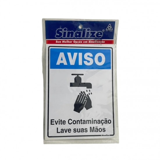 PLACA 15X20 AVISO EVITE CONTAM LAVE AS MAOS POLI  PC 1