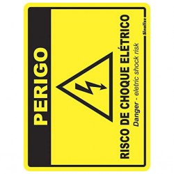 PLACA 15X20 PERIGO CHOQUE ELETRICO POLIESTIRENO  PC 1