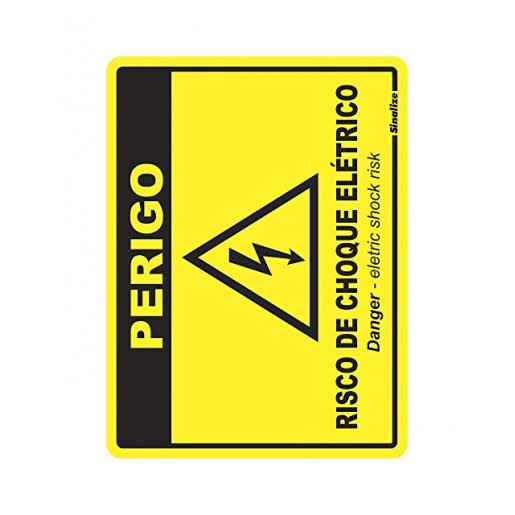 PLACA 15X20 PERIGO CHOQUE ELETRICO POLIESTIRENO  PC 1