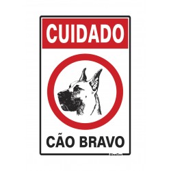 PLACA 20X30 CUIDADO CAO BRAVO POLIESTIRENO PC 1