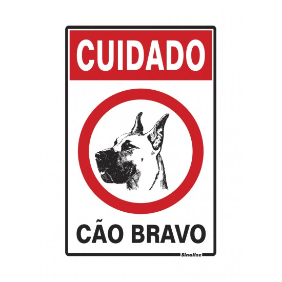 PLACA 20X30 CUIDADO CAO BRAVO POLIESTIRENO PC 1