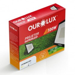 REFLETOR LED OUROLUX  100W 6500K BIV PTO IP65 PC 1