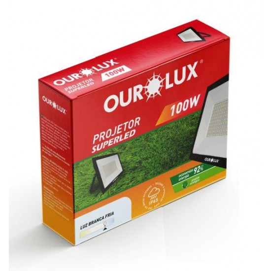 REFLETOR LED OUROLUX  100W 6500K BIV PTO IP65 PC 1