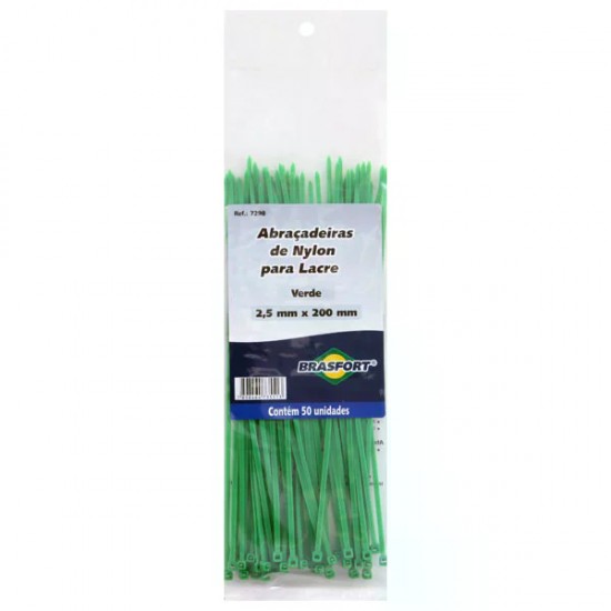 ABRACADEIRA NYLON BRASFORT 2,5 X 200 MM VD C/ 50 PCTE 1