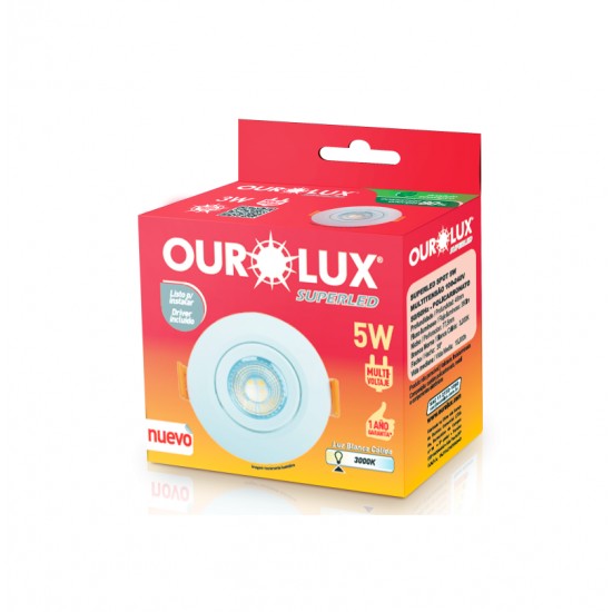 SPOT EMB.SUPER LED OUROLUX RED BC 5W 3000K 8,9CM PC 1