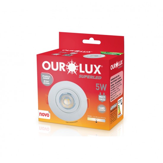 SPOT EMB.SUPER LED OUROLUX RED BC 5W 4000K 8,9CM PC 1