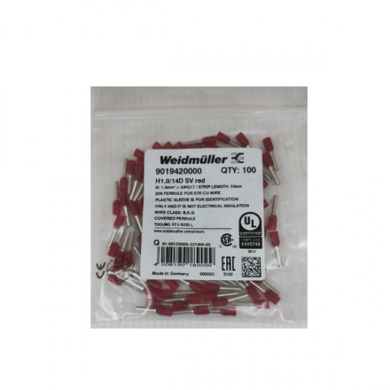 TERMINAL ILHOS SIMPLES WEIDMULLER  1,00MM VERMELHO CNT 1