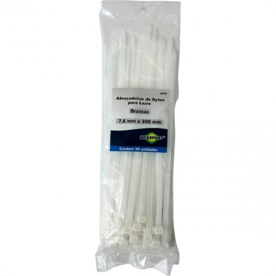 ABRACADEIRA NYLON BRASFORT 7,6 X 300 MM BR C/ 50 PCTE 1
