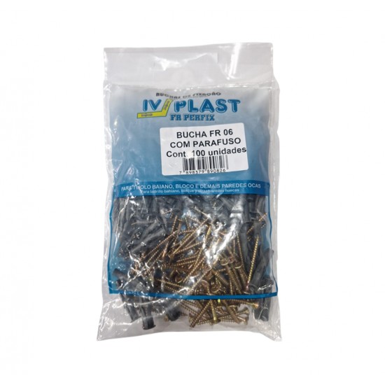 BUCHA+PARF FIXACAO IV PLAST 06 P/TIJ BAIANO C/100 PCTE 1
