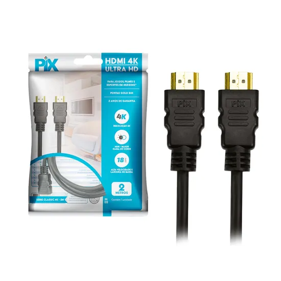 CABO HDMI PIX VERSAO 2.0  2 MTS 18.0GBPS UN 1