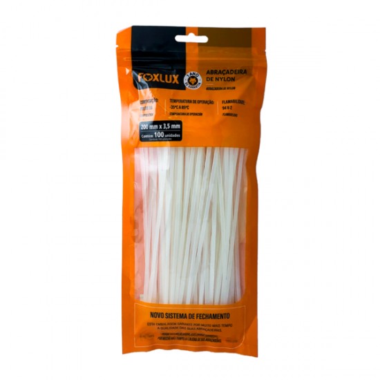 ABRACADEIRA NYLON FOXLUX  3,5 X 200 MM BR C/100 PCTE 1