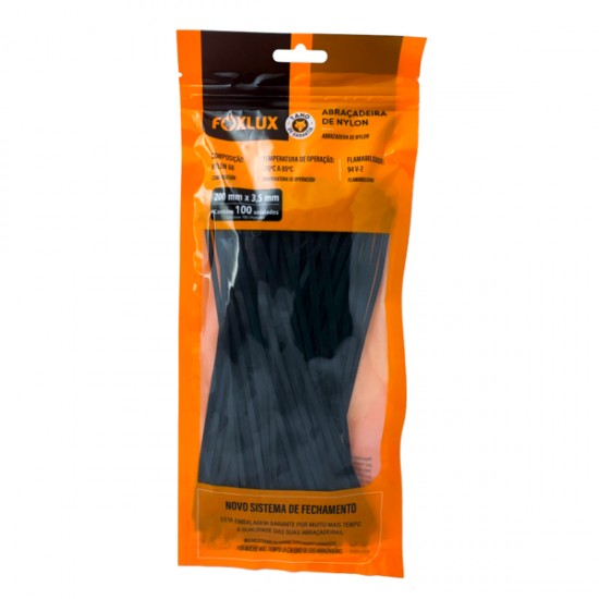 ABRACADEIRA NYLON FOXLUX  3,5 X 200 MM PT C/100 PCTE 1