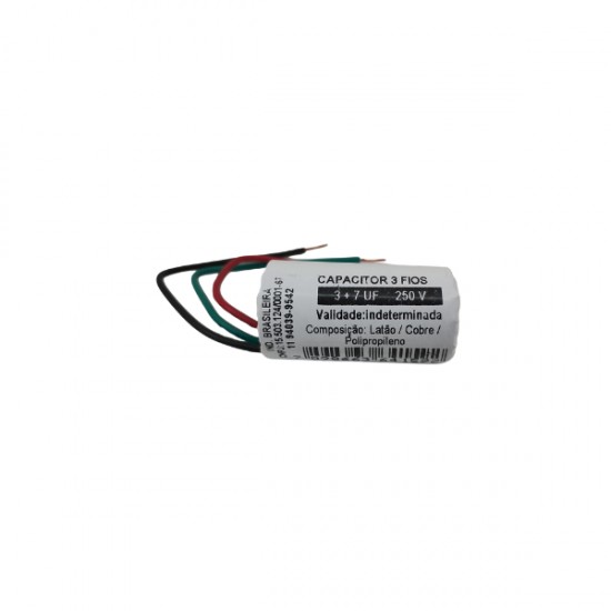 CAPACITOR  03 FIOS 03UF/7UF 250V PC 1