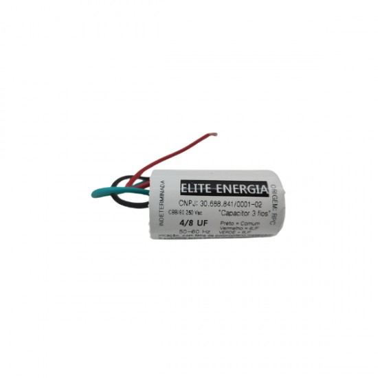 CAPACITOR  03 FIOS 04UF/8UF 250V PC 1