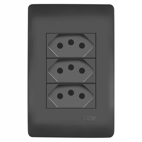CJ.FAME HABITAT BLACK 3 TOMADA 10A 4059 PC 1