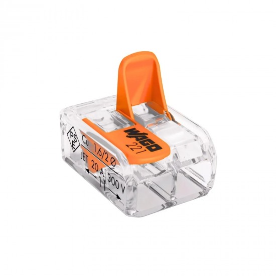 CONECTOR EMENDA WAGO  2VIAS 6,0MM C/3 221-612 INC PCTE 1