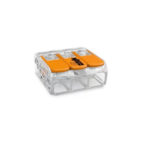 CONECTOR EMENDA WAGO  3VIAS 4,0MM 221-413 INCOLOR PC 1