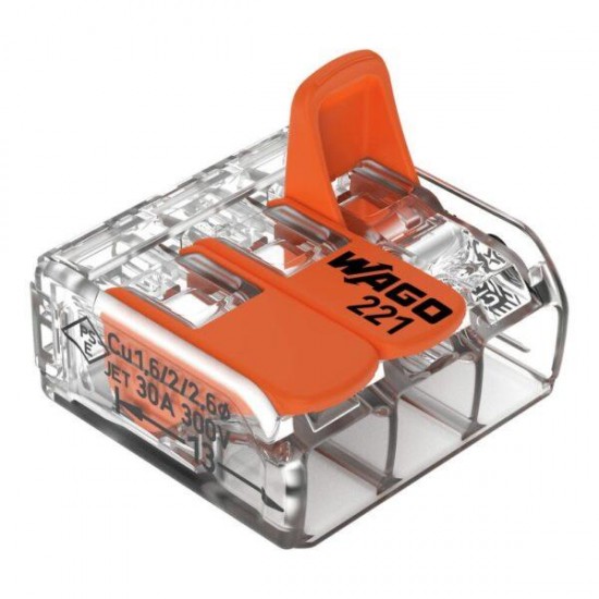 CONECTOR EMENDA WAGO  3VIAS 6,0MM 221-613 INCOLOR PC 1
