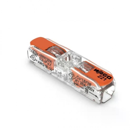 CONECTOR EMENDA WAGO LINHA 2X4,00 221-2411 INCOLOR PC 1