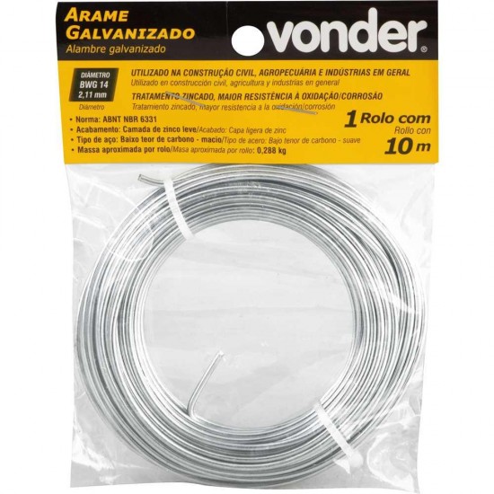ARAME GALVANIZADO C/10 MTS SAQUINHO BWG 18 CART 1