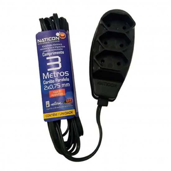EXTENSAO NATICON STAND PAR PTO 2X0,75  3,00M SAQ PC 1