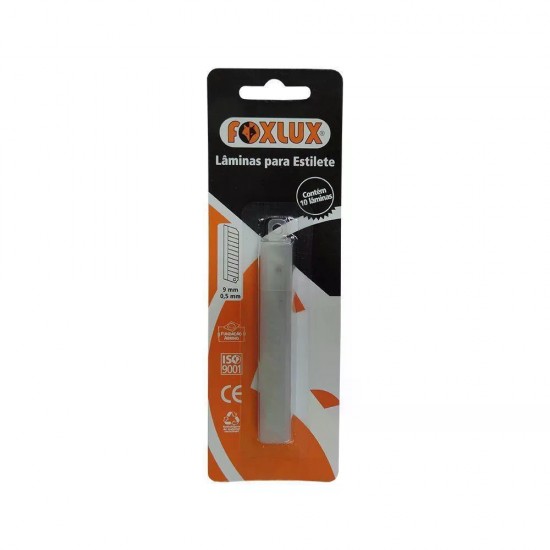 LAMINA P/ESTILETE FOXLUX  9MM C/10 PCTE 1