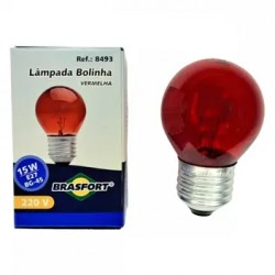 LAMP.BOLINHA BRASFORT 15X220V VERMELHA PC 1