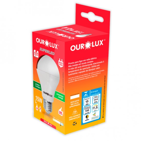 LAMP.BULBO LED OUROLUX  15W BIV 3000K CX 20395 PC 1