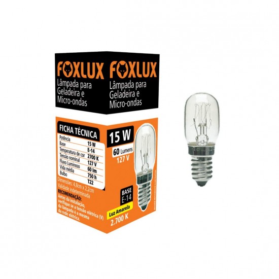 LAMP.GELAD/MICROON FOXLUX 15X127V E14  PC 1