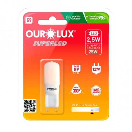 LAMP.HALOPIN OUROLUX LED G9 FOSCA 2,5W 6500K 127V PC 1