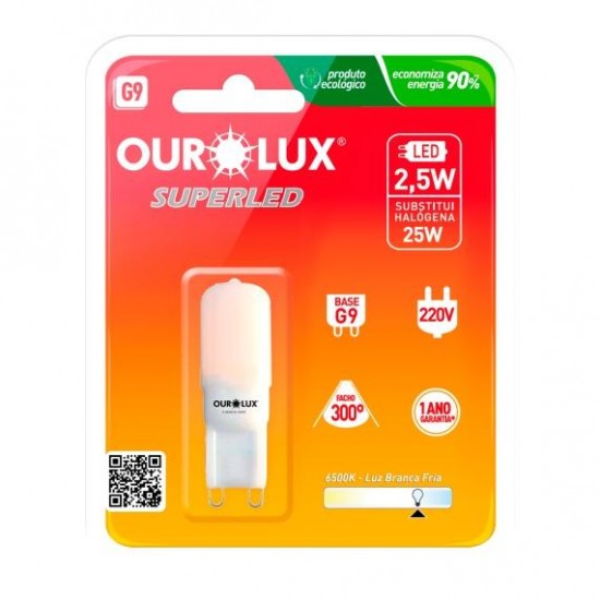 LAMP.HALOPIN OUROLUX LED G9 FOSCA 2,5W 6500K 220V PC 1