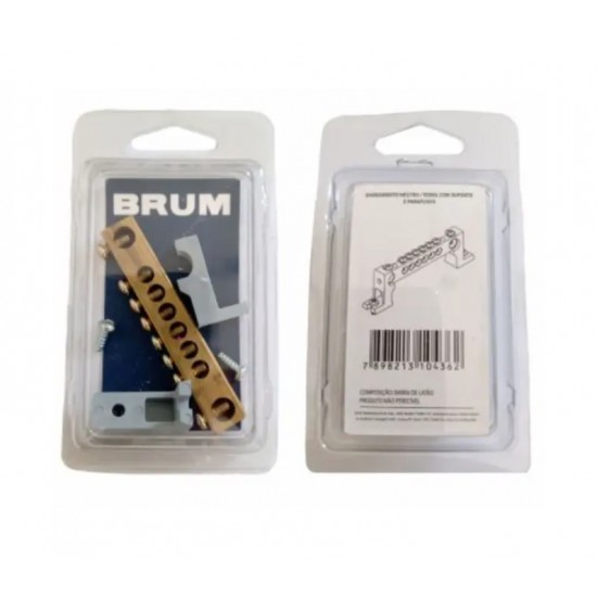 BARRAMENTO BRUM NEUTRO/TERRA COM SUPORTE 6/8 CINZA PC 1