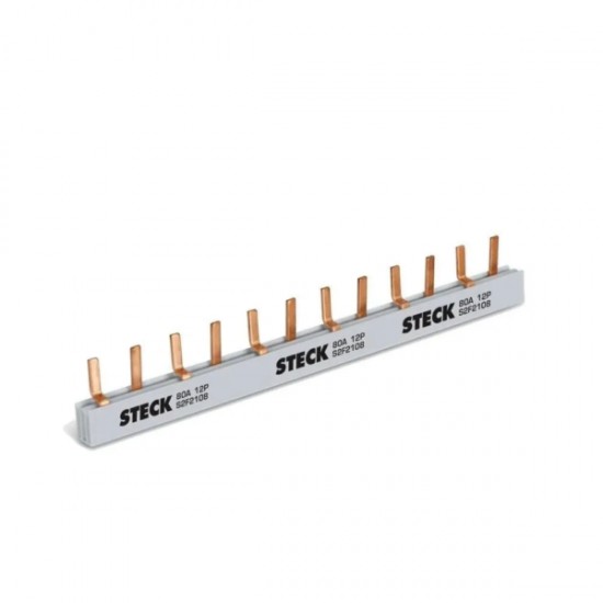 BARRAMENTO STECK DIN BIF 12 2X6 210MM S2F210B 80A PC 1