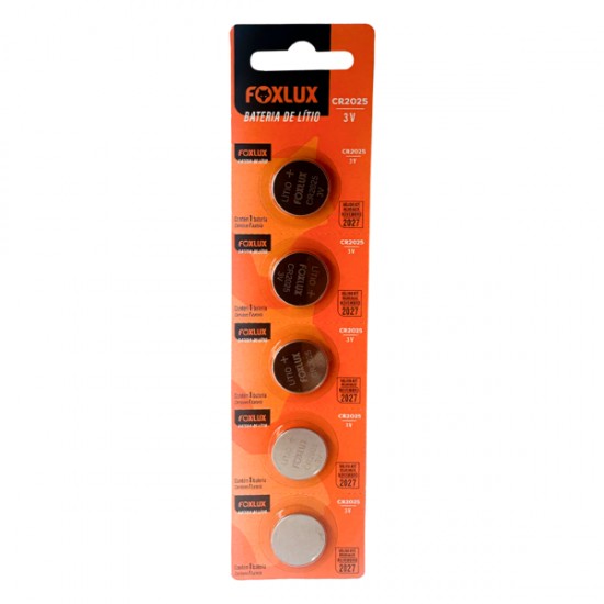 BATERIA FOXLUX LITHIUM 3V CR2025 BLISTER C/5PCS  CF 1